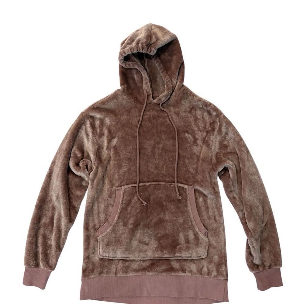 Colsie Women's‎ Brown Faux Fur Hoodie Jacket XS Cozy Trendy Casual